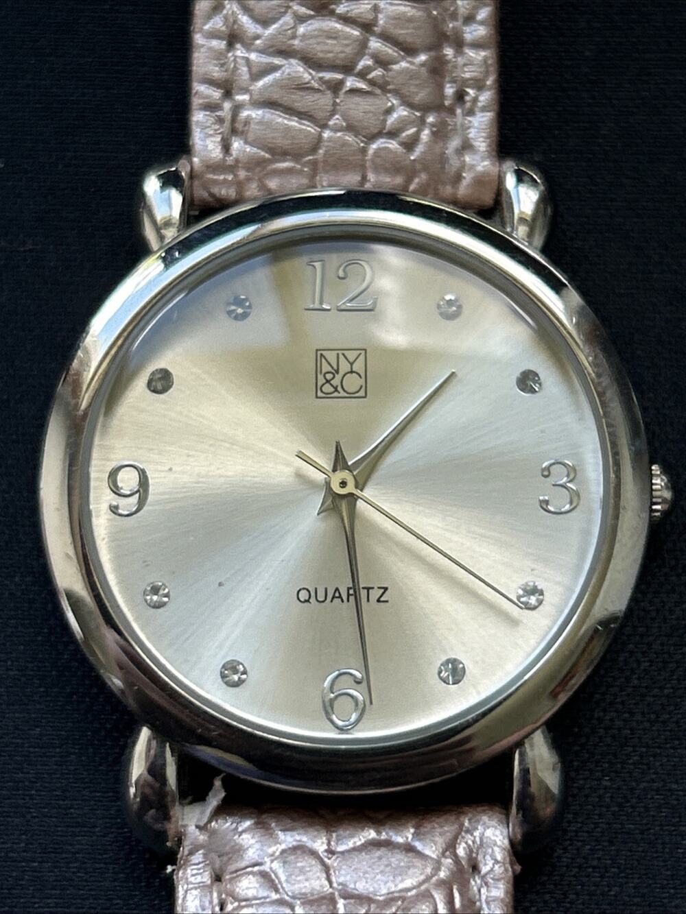 NY&C Silver Tone Pink Band Women’s Quartz Watch